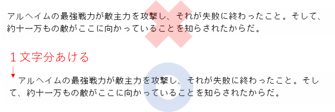 Web小説の書き方ルール　文頭を一文字開ける